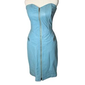 Vintage Michael Hoban North Beach Leather Strapless Zipper Dress